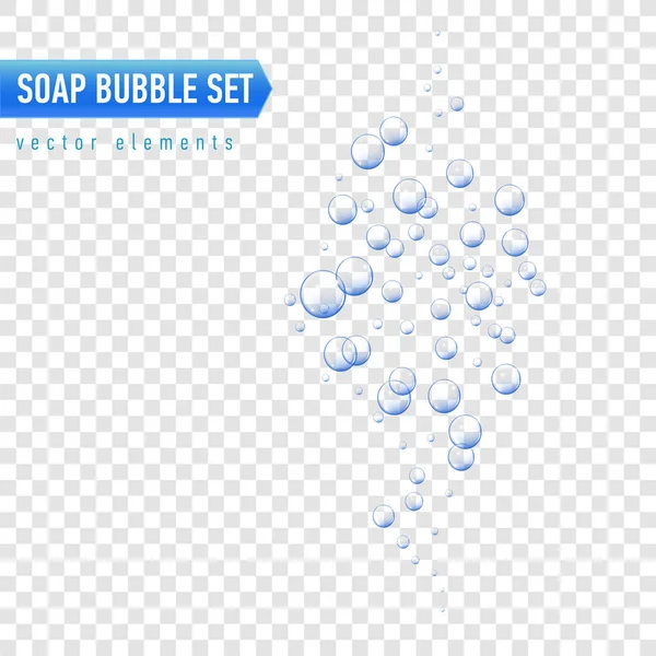 Bubbels onder water vector illustratie op transparante achtergrond — Stockvector