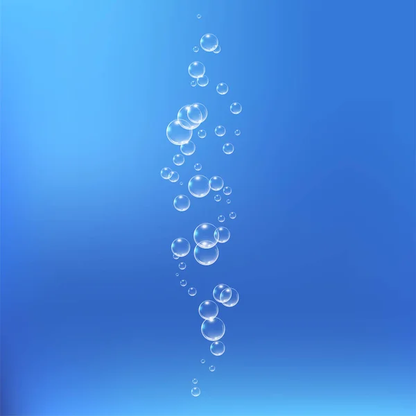 Bubbles under water vector illustration on blue background — Stock Vector