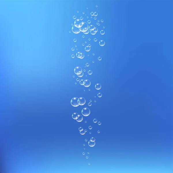 Bubbels onder water vectorillustratie op blauwe achtergrond — Stockvector