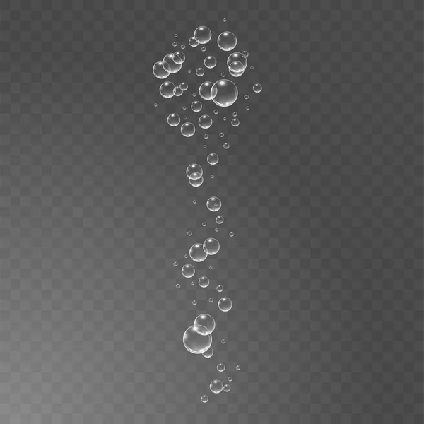 Bubbels onder water vector illustratie op transparante achtergrond — Stockvector