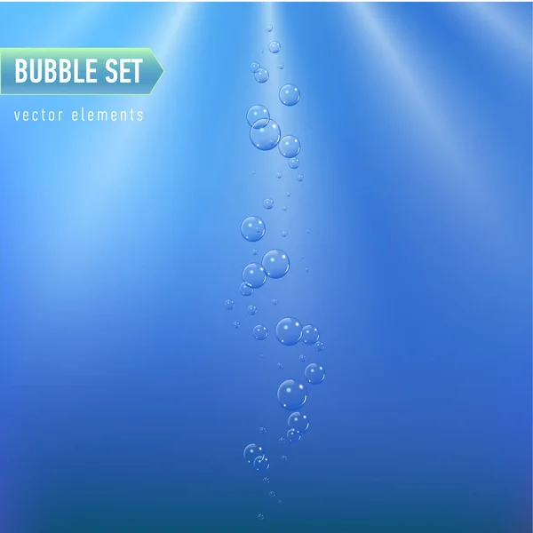 Bubliny pod vodou vektorové ilustrace na modrém pozadí — Stockový vektor