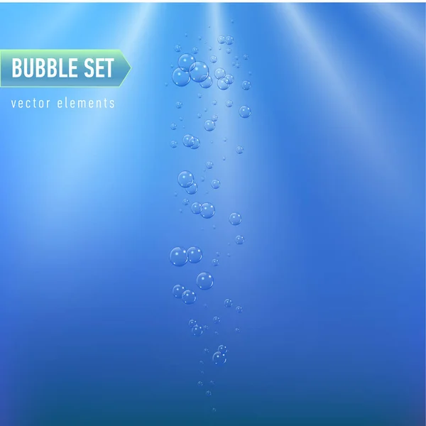Bulles sous l'illustration vectorielle de l'eau sur fond bleu — Image vectorielle