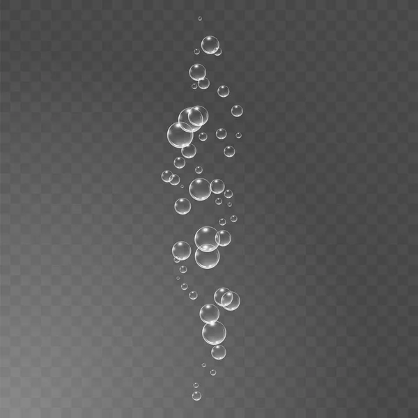 Bolle sotto l'illustrazione vettoriale dell'acqua su sfondo trasparente — Vettoriale Stock
