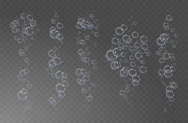 Bubbels onder water vector illustratie op transparante achtergrond — Stockvector