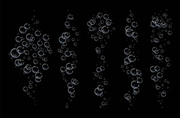 黑色背景下水矢量图下的气泡 — 图库矢量图片