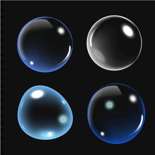 Burbujas bajo el vector de agua ilustración sobre fondo negro — Archivo Imágenes Vectoriales