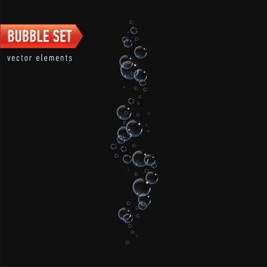 Kabarcıklar su vektör çizim siyah arka plan üzerine altında