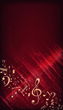 Müzik notaları ile soyut bir arkaplanın Vektör İllüstrasyonu