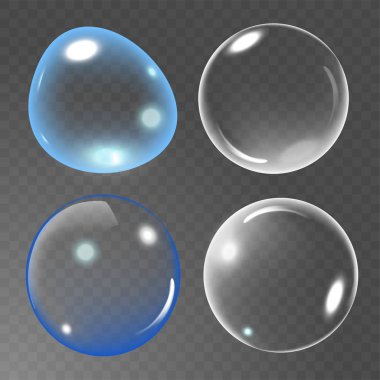 Şeffaf arkaplanda su vektörü illüstrasyonu altındaki kabarcıklar