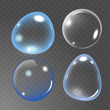 Şeffaf arkaplanda su vektörü illüstrasyonu altındaki kabarcıklar