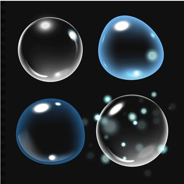 Bulles sous l'illustration vectorielle de l'eau sur fond noir — Image vectorielle