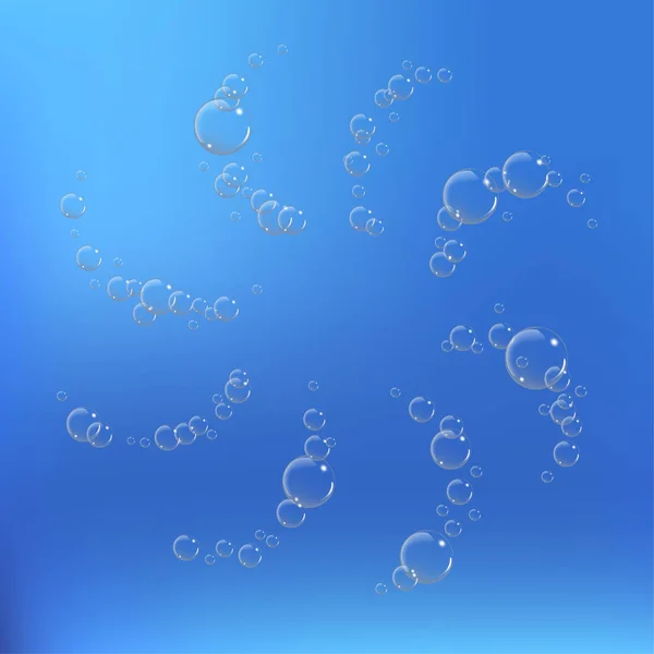 Bubbels onder water vectorillustratie op blauwe achtergrond — Stockvector