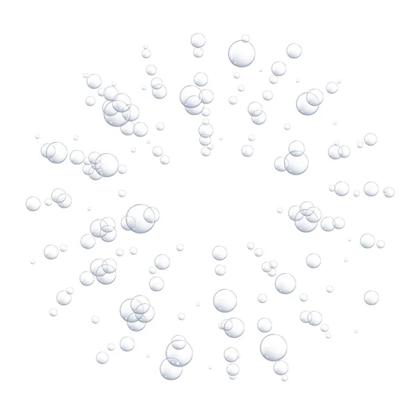 白い背景の上の水ベクトル図の下のバブル — ストックベクタ