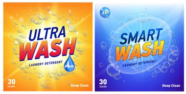 yaratıcı Çamaşırhane deterjan konsept tasarım şablonu kümesi ambalaj