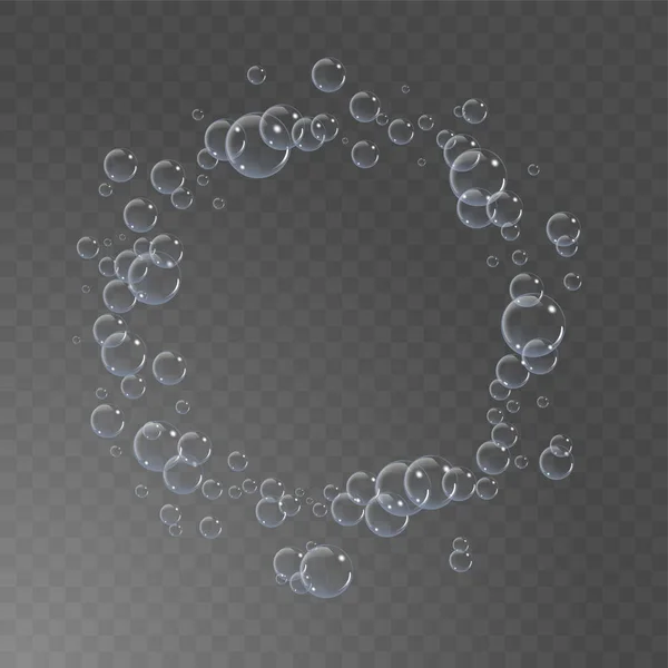 Bubbels onder water vector illustratie op transparante achtergrond — Stockvector