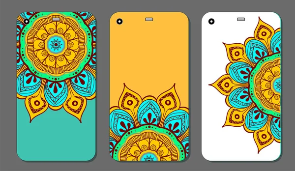 Telefon servis talebi mandala tasarım kümesi. Vintage dekoratif öğeler. Elle çizilmiş arka plan. Islam, Arapça, Indian, Osmanlı motifleri