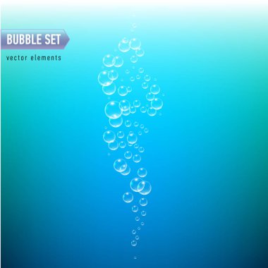 Kabarcıklar mavi zemin üzerine su vektör çizim altında