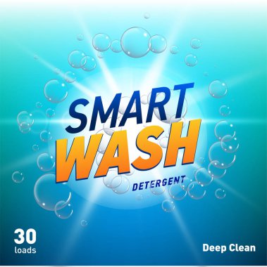 deterjan reklam konsept tasarımı mavi renkte ürün paketleme için