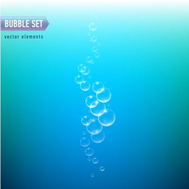Kabarcıklar mavi zemin üzerine su vektör çizim altında