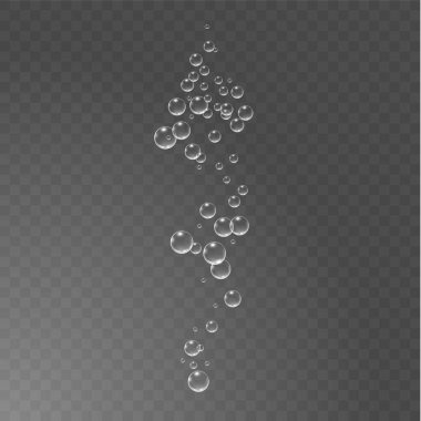 Şeffaf arkaplanda su vektörü illüstrasyonu altındaki kabarcıklar