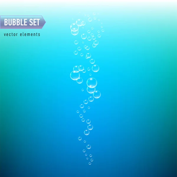 青色の背景の水ベクトル図の下のバブル — ストックベクタ