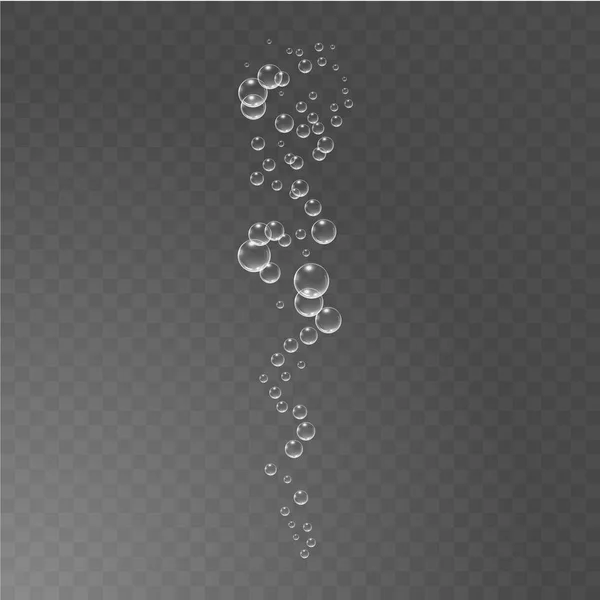 Bubbels onder water vector illustratie op transparante achtergrond — Stockvector