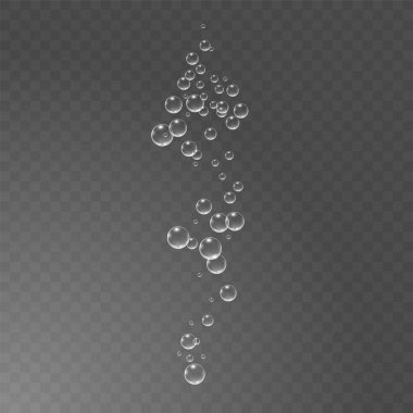 Şeffaf arkaplanda su vektörü illüstrasyonu altındaki kabarcıklar