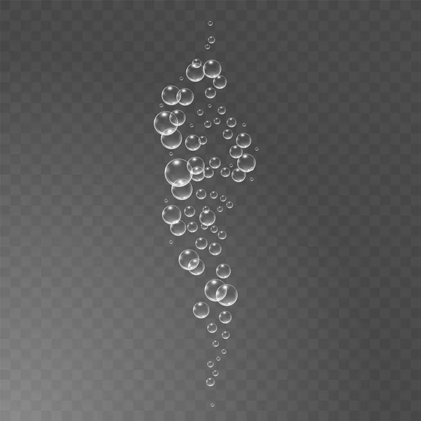 Bubbels onder water vector illustratie op transparante achtergrond — Stockvector