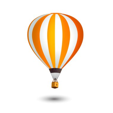 Beyaz arka plan üzerinde izole gerçekçi sıcak hava balonu.