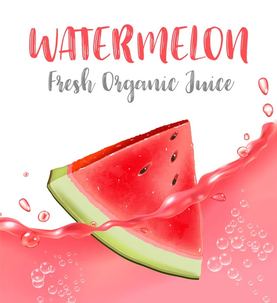 Wassermelonensaft. Frisches Obst, 3D-Vektorsymbol — Stockvektor