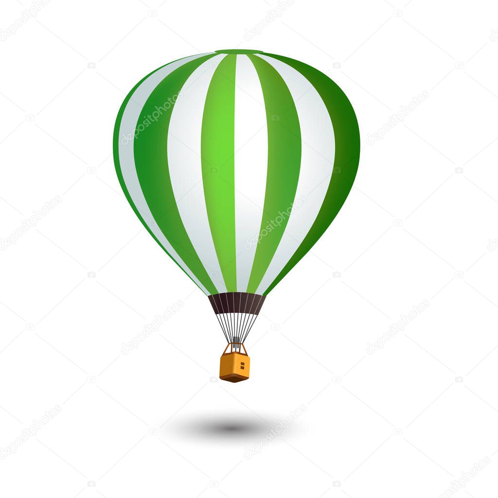 Realistic Hot Air Balloon isolated on white background.