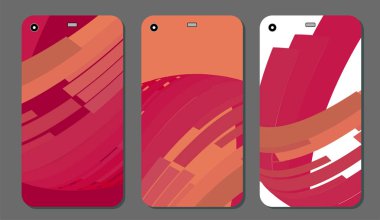 Cep telefonu kapağı ve ekran için set moda soyut süsler. Kırpma maskesi görünür parçası. Örnek yazdırma işleminden sonra Kırpma maskesini bırak için hazırdır. Vektör