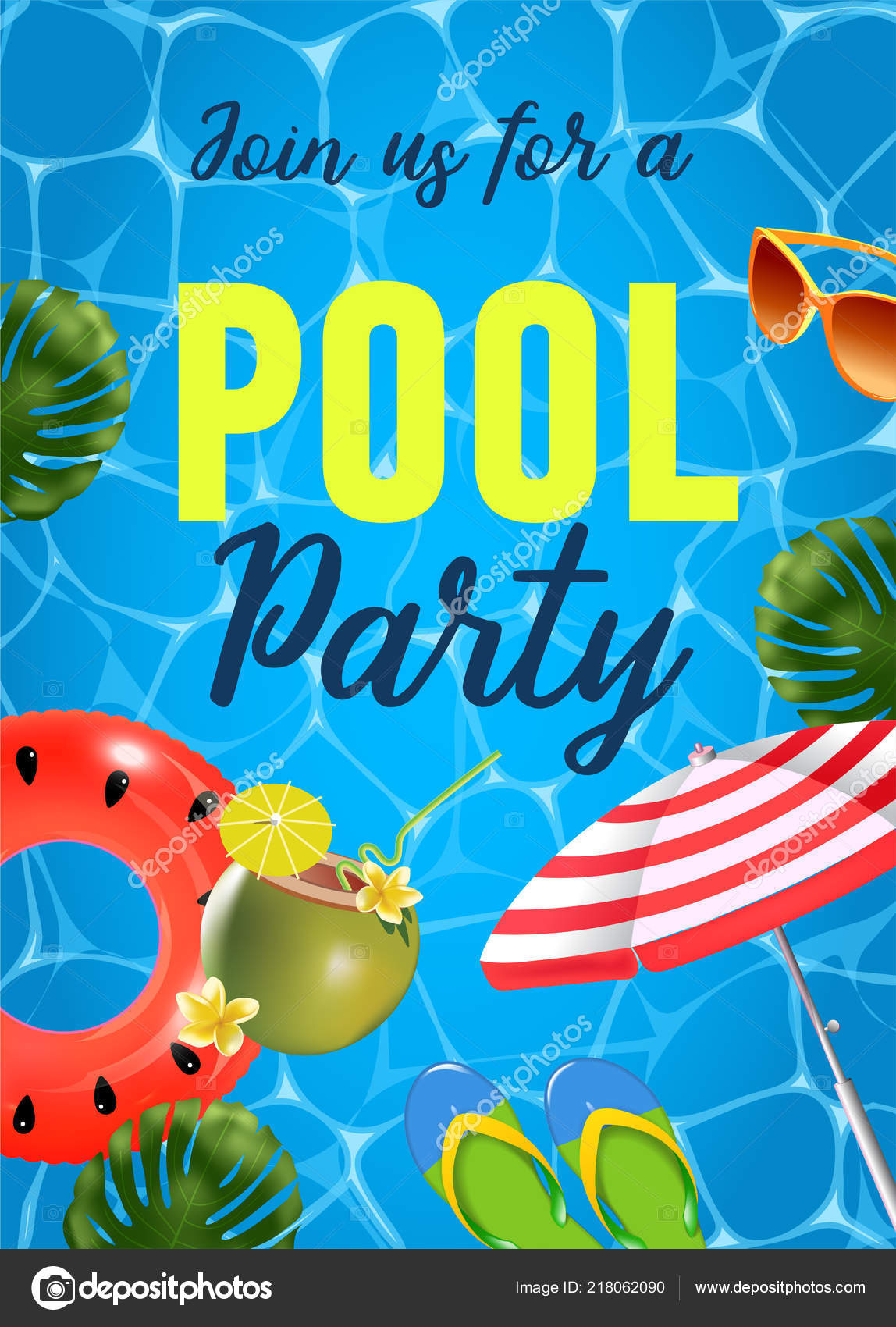 Pool Party Invitation Vector Illustration With Water Swimming Pool Vector  Background Stock Illustration - Download Image Now - iStock