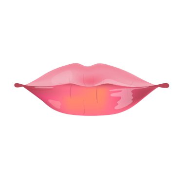Gerçekçi kadın ağız dudaklar ile parlak parlak vektör çizim ile kaplı
