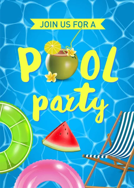 Pool Party Einladung Vektor Illustration Blick Von Oben Auf Das — Stockvektor