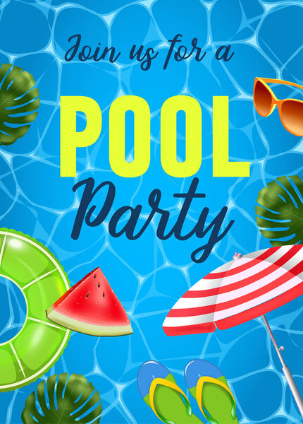 Векторная иллюстрация бильярдной вечеринки. Вид сверху на бассейн с поплавками
.