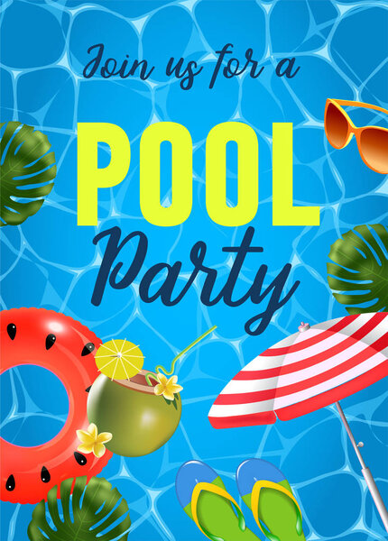 Векторная иллюстрация бильярдной вечеринки. Вид сверху на бассейн с поплавками
.