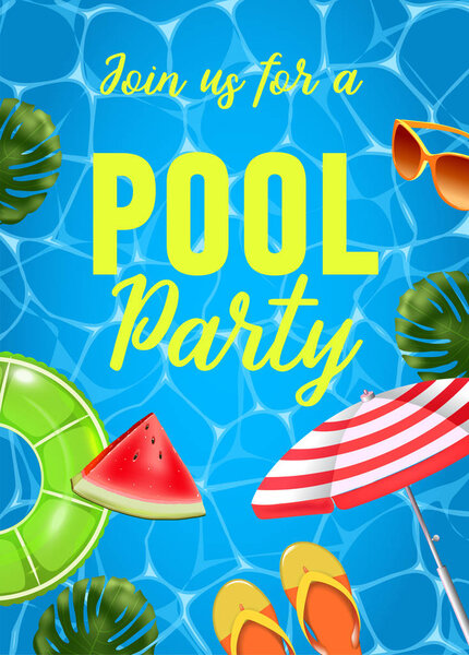 Векторная иллюстрация бильярдной вечеринки. Вид сверху на бассейн с поплавками
.