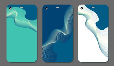 Cep telefonu kapağı ve ekran için set moda soyut süsler. Kırpma maskesi görünür parçası. Örnek yazdırma işleminden sonra Kırpma maskesini bırak için hazırdır. Vektör