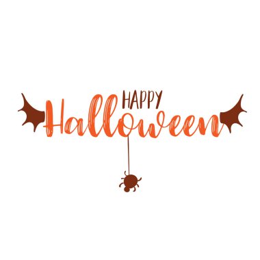 Mutlu halloween parti başlık logo şablonu. Yarasa kanatları şekli ile kötü kabak.