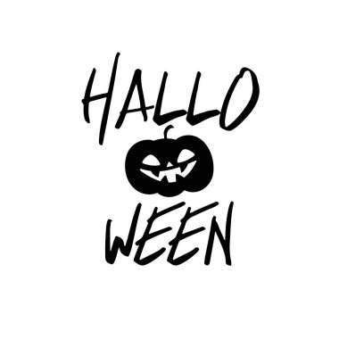 Mutlu halloween parti başlık logo şablonu. Kabak gülümseyen.