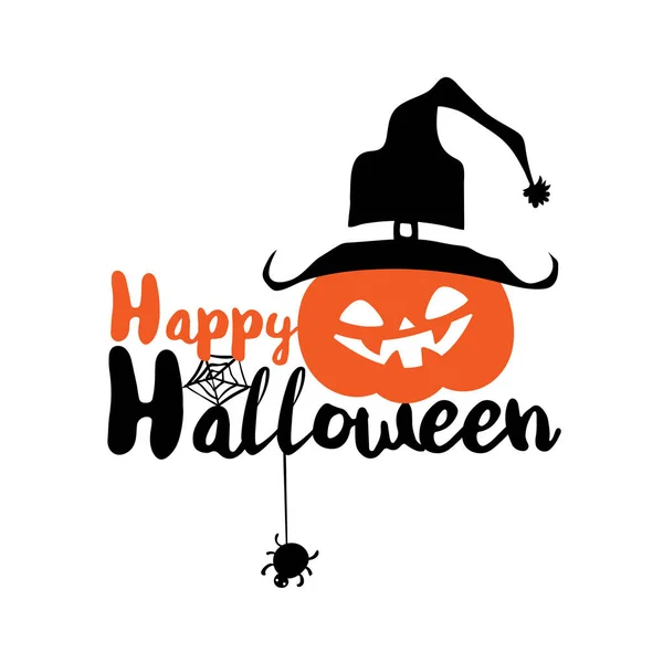 Happy halloween party title logo template. Spider and web