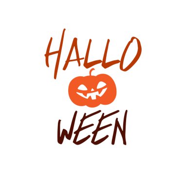 Mutlu halloween parti başlık logo şablonu. Kabak gülümseyen.