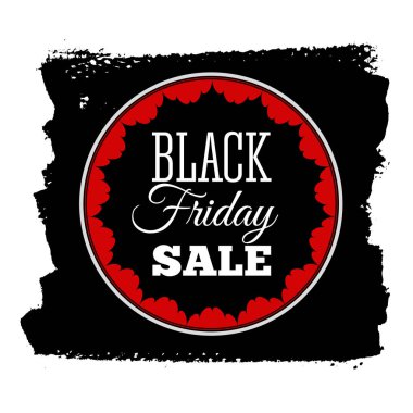 Siyah Cuma satışı büyük başlığı. Insignia veya logo siyah Cuma.