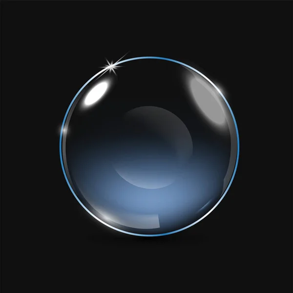 Lentille de contact réaliste vectorielle isolée sur fond noir — Image vectorielle