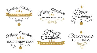 Noel retro simgeler, öğeleri ve illüstrasyonlar ayarla