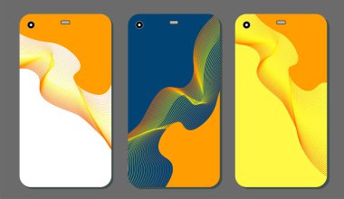 Cep telefonu kapağı ve ekran için set moda soyut süsler. Kırpma maskesi görünür parçası. Örnek yazdırma işleminden sonra Kırpma maskesini bırak için hazırdır. Vektör