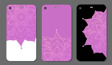 Telefon servis talebi mandala tasarım kümesi. Vintage dekoratif öğeler. Elle çizilmiş arka plan. Islam, Arapça, Indian, Osmanlı motifleri