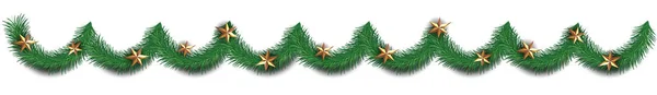 Рождественский фон с еловыми ветками и звездами. Векторная иллюстрация . — стоковый вектор