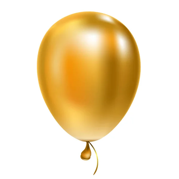 Gouden helium ballon verjaardag ballon vliegt voor de partij en vieringen geïsoleerd op een witte achtergrond. Vectorillustratie voor uw ontwerp en zakelijke — Stockvector